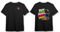 Front and back views of black Put Told Knacker Cracker Away graphic T-shirt